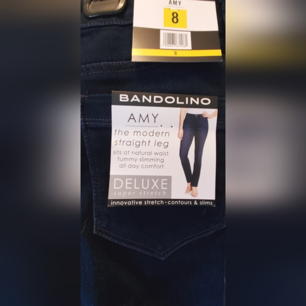 Bandolino Amy Misses sz 8 straight leg jean super stretch NWT St. Helens dkblue